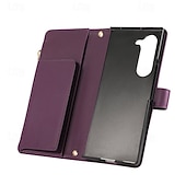 Недорогие Чехлы для Samsung-телефон Кейс для Назначение SSamsung Galaxy Z-сгиб 6 Z Fold 5 Z Fold 4 Z Fold 3 Кошелек для карт со стендом Магнитный Молния Ретро ТПУ Кожа PU