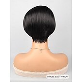 abordables Perruques synthétiques à dentelle-Perruque en dentelle synthétique Droite naturelle Style 10 pouce Nature Noir Bob court Ouverte Perruque Femme Perruque Noir