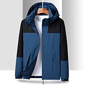 economico Softshell, pile e giacche da escursionismo-Per uomo Giacca Softshell Giubbino da escursione All&#039;aperto Color Block Antivento Resistente all&#039;acqua Felpa con cappuccio Giacca a vento Campeggio / Escursionismo / Speleologia Viaggi Nero Bianco