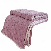 baratos Cobertores de cama-Tuff pom pom cobertor tridimensional corte flores de pelúcia espessamento capa cobertor luz luxo confortável cobertor de flanela