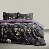 levne Halloween ložnice-Sada povlečení na přikrývku v tmavém stylu halloween - děsivý a tajemný design - obsahuje povlak na přikrývku a povlak na polštář - měkká a odolná látka