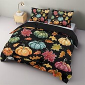cheap Halloween Bedroom-Halloween Colorful Pumpkin Duvet Cover Set - Vibrant and Festive Pumpkin Design - Includes Duvet Cover and Pillowcases - Soft and Comfortable Fabric