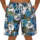 cheap Tropical Plants &amp; Flowers-Men&#039;s Graphic Flower / Floral Swimming Trunks Board Shorts Swim Shorts Mid Waist Streetwear Hawaiian Boho Casual Daily Holiday Drawstring with Mesh lining Elastic Waist Designer Clothing Apparel