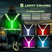 お買い得  キャンプ用ライトとランタン-1個のLED反射ランニングベストライト、高視認性、充電式、調節可能な照明、安全なウォーキング、ランニング、サイクリング、丈夫で快適なデザイン。