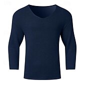 economico magliette di base-Per uomo Maglietta Maglietta a Maglia Camicia a Maniche Lunghe Manica Lunga Scollo a V Primavera &amp; Autunno Semplice Moda Designer Essenziale Lavoro a maglia Vacanza Streetwear Uscire Nero Blu marino