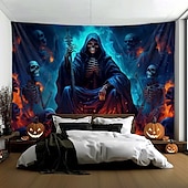 billige Halloween dekorasjon-halloween dekorasjoner grønne hodeskaller hengende billedvev veggkunst stor billedvev veggmaleri dekor fotografi bakteppe teppe gardin hjem soverom stue