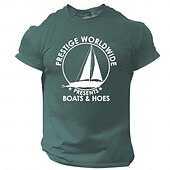 billige Morsomme T-skjorter for menn-Herre Skip Morsom T skjorte Kortermet T skjorte 3D-utskrift Crew-hals Skjorte Årgang Kul Fest Ferie Svart Hvit Rød Sommer Vår Klær S M L XL XXL XXXL