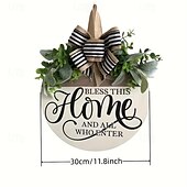 cheap Wreaths &amp; Garlands-1pc Crafting 12 Inches Welcome Sigh For Front Door Big Wooden Wreath Welcome Wreath Farmhouse Front Door Decoration Housewarming Gift for Home Outdoor Indoor