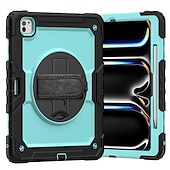 cheap iPad case-Tablet Case Cover For Apple iPad Air 11&quot;(2024) iPad Air 13&quot;(2024) iPad Pro 11&quot;(2024) iPad Pro 13&quot;(2024) Portable Handle Pencil Holder Armor PC Silicone