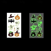 abordables Halloween 2024-Autocollants de tatouage lumineux en toile d&#039;araignée d&#039;halloween, 10 pièces, autocollants de visage de fête de festival lumineux de dessin animé