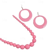economico Accessori per acconciature-orecchini e collana pendenti alla moda retrò in acrilico rosa boho da donna anni &#039;80