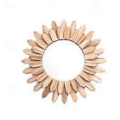 tanie Dekoracje ścienne-lustro ścienne dekoracyjne rustykalne okrągłe drewniane lustra na ścianie sunburst boho dekoracje ścienne lustro dla domku letniskowego wystrój przedpokoju sypialnia salon