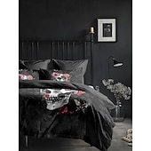 baratos Quarto de Halloween-Conjunto de capa de edredom com caveira floral de Halloween – inclui capa de edredom e fronhas – design assustador e festivo – tecido macio e confortável – perfeito para decoração de casa de Halloween