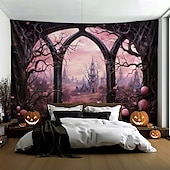 billiga Halloween dekoration-rosa halloween dekorationer fönsterhängande gobeläng väggkonst stor gobeläng väggmålning dekor fotografi bakgrund filt gardin hem sovrum vardagsrum dekoration