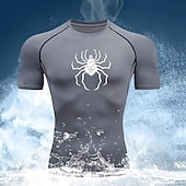 Недорогие Футболки и майки для бега-Муж. Компрессионная футболка Спортивная рубашка Фитнес-рубашка С короткими рукавами Футболка Футболка Повседневные Одежда для спорта и отдыха Лето Пауки