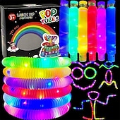 economico favore di partito-tubi pop luminosi per bambini bastoncini luminosi bomboniere per bambini braccialetti elastici con led al neon collane accessori per bambini campo da viaggio campeggio giocattoli divertenti regali per
