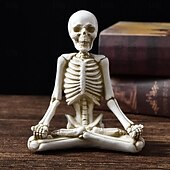 Недорогие Украшения на Хэллоуин-Хэллоуин йога скелет фигурка украшение с черепом безделушки из смолы
