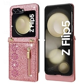 お買い得  サムスン用ケース-電話 ケース 用途 サムスンのギャラクシー Zフリップ7 Zフリップ6 Z Flip 5 Z Flip 4 Z Flip 3 フリップカバー ジッパ－ ストラップ付き ブリンブリングリッターシャイニー レトロ風 PC PUレザー