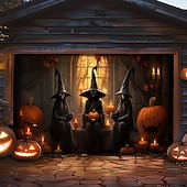 halpa Halloween koristelu-halloween oven koristeet ulkona halloween autotallin oven kansi kurpitsa noita banneri pelottava linna suuri taustakoristeet lomalle ulkoautotallin ovi kodin seinäkoristeet