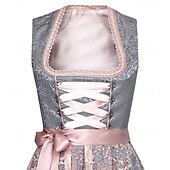 economico Dirndl-Carnevale Birra Oktoberfest Costume Vestito Dirndl Abiti tradizionali Cameriera Bavarese Tedesco Monaco di Baviera Prati Per donna Panno in stile tradizionale