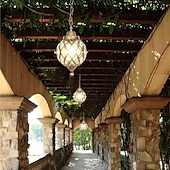 economico Luci a sospensione-lampade a sospensione per esterni, lampada a sospensione per esterni portico impermeabile lampadario in metallo nero con globo di vetro trasparente con struttura in gabbia di ferro, lanterna esterna