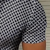 cheap Geometric Pattern-Men&#039;s Geometric Pattern Lattice Shirt Short Sleeve Designer Beach Casual Summer Turndown Print Black White Red Blue Green