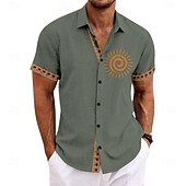 abordables Motif ethnique-Homme Ethnique Chemise Chemise boutonnée Manche Courte Décontractées Tribal Vacances du quotidien Eté Printemps Col rabattu Boutonner Impression 3D Noir Rouge Vert Gris
