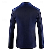 billige Blazere for menn-Herre Blazer Formell kveld Fritid / hverdag Søt Alle årstider 65%Cotton 35%Polyester Ensfarget / vanlig farge Paljetter Fritid Bryllup Enkeltkneppet Blazer Sølv Svart Rød Blå