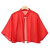 billige Sjal-Sjal til kvinner Elegant Luksus Ermeløs Chiffon Bryllup Wrap Med Ren Farge Til Bryllup Sommer