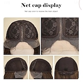 economico Parrucche lace sintetiche-Parrucca in pizzo sintetico Riccio Stile 26 pollice Marrone con riflessi dorati Parte di mezzo Parte anteriore in pizzo 13x5x1 Parrucca Per donna Parrucca Nero Marrone