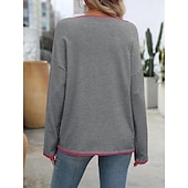 cheap Graphic Patterns &amp; Details-Women&#039;s Sweater Stylish Color Block Chunky One Shoulder Knitted Long Sleeve Long Tops Knit Daily Red Navy Blue Fall Winter