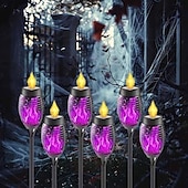 billige Halloween utendørs-solenergi utendørs flimrende flamme lys, halloween jul solar fakkel sti lys vanntett lampe landskap dekorasjon belysning dekorere for utendørs hage sti camping griller