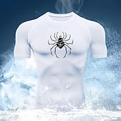 Недорогие Футболки и майки для бега-Муж. Компрессионная футболка Спортивная рубашка Фитнес-рубашка С короткими рукавами Футболка Футболка Повседневные Одежда для спорта и отдыха Лето Пауки