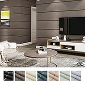 abordables Papel tapiz geométrico y rayas-Fondos de pantalla frescos mural de pared moderno 3d grueso no tejido imitación piel de venado terciopelo rollo de papel tapiz no autoadhesivo rayas verticales para dormitorio sala de estar fondo de
