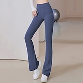 billiga Yoga Leggings &amp; Tights-Dam Yogabyxor Utsvängda byxben Elastiskt midjeband Hög midja Yoga Gymträning Pilates Trikåer Mörkgrå Svart Blå sporter Sportkläder Elastisk Smal