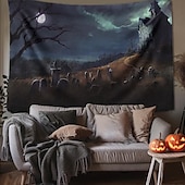 olcso halloween faliszőnyegek-halloween dekorációk gobelin jack o lámpás tök dekor fal művészet nagy függő gobelin falfestmény dekoráció fénykép háttér takaró függöny otthon hálószoba nappali koponya csontváz denevér temető