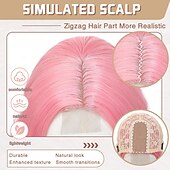 economico Parrucche da festa-parrucca parrucche di media lunghezza per donna riga in mezzo capelli sintetici parrucca ondulata con ciocche migliorate parrucca di capelli naturali per uso quotidiano per feste/carnevale