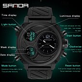 abordables Relojes digitales-Reloj Digital SANDA para Hombre Reloj Deportivo de Moda Cronómetro Luminiscente Reloj Alarma Reloj de Resina con Calendario