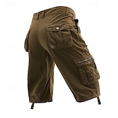 baratos Clássico-Homens Shorts táticos Capri Cargo Shorts Bermuda Cargo Calção Shorts de Trilha Botões Bolso multi Tecido Vestível Comprimento da panturrilha Ao ar livre Diário Acampar e Caminhar Moda Clássico Preto