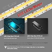 cheap COB Strip Lights-COB LED Strip Light White CCT 608LED/M Ultra Bright 10-33 ft Dimmable 2700K-6500K 24V LED Strip with RF Controller and Power Supply Suitable for DIY Lighting of Cabinets Bedrooms Kitchens Mirrors