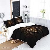 abordables Ensembles de housse de couette-ensemble de housse de couette lion - comprend une housse de couette et des taies d&#039;oreiller - motif lion majestueux - tissu doux et confortable - parfait pour ajouter une touche audacieuse et royale à la décoration de votre chambre