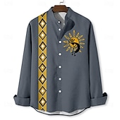 Férfi Etno Kokopelli Ing Gombos póló Hosszú ujj Szüret Alkalmi Törzsi Vakáció Napi Nyár Tavasz & Ősz Álló gallér Begombol 3D nyomtatás Medence Lóhere Khakizöld Bézs olcso Etnikai minta-Férfi Etno Kokopelli Ing Gombos póló Hosszú ujj Szüret Alkalmi Törzsi Vakáció Napi Nyár Tavasz & Ősz Álló gallér Begombol 3D nyomtatás Medence Lóhere Khakizöld Bézs