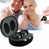 abordables Dispositivos electrónicos de cuidado personal-Audífono ITE invisible recargable - Amplificador de sonido digital mini con tono ajustable para ancianos apoyo para pérdida auditiva