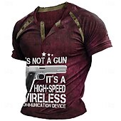cheap Funny Words-Men&#039;s Graphic Color Block Weapon Henley Shirt Tee Short Sleeve 3D Print Fashion Designer Comfortable Outdoor Casual Daily Summer Black Wine Navy Blue Green Gray Henley Henley T-Shirt
