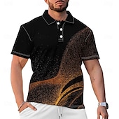 billige Geometrisk polo for menn-fritidspolosett for menn med 3d-utskrift daglig bruk kortermet turndown-poloskjorter svart vår og sommer s m l mikroelastisk jakkeslagspolo