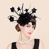 economico Cappelli per feste-cappelli di piume sinamay cappello a cilindro da sposa tea party matrimonio elegante con copricapo di piume di strass