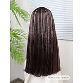 baratos Perucas Sintéticas sem Touca-Perucas sintéticas Liso Franja Lisa Peruca 20 polegadas Vermelho / Castanho Cabelo Sintético Mulheres Multi Cores