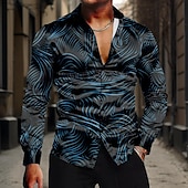 abordables Camisa de Satén para Hombre-Hombre Camisa Camisa de raso Camisa para Vestido Abotonar la camisa A Rayas Negro Amarillo Rojo Azul Piscina Manga Larga Cuello Vuelto Verano Primavera Ropa Abotonar