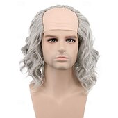 זול פאות מסיבה-איש קולוניאלי קצר בוב מתולתל מדען קירח פאה קרנבל פאת מסיבת תחפושת אנימה קוספליי
