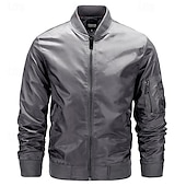 preiswerte Herrenjacken &amp; Herrenmäntel-Herren Bomberjacke übergangsjacke Ausgehen Tasche Frühling &amp; Herbst Einfach Klassisch Stehkragen Regulär Schwarz Gelb Rot Königliches Blau Hellgrau Jacken